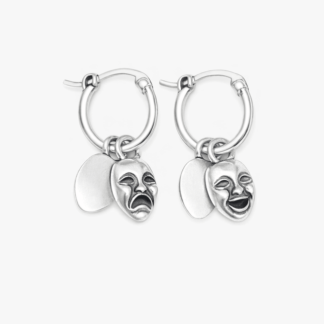 Comedy And Tragedy Sterling Silver Earring-Earring-Kompsós