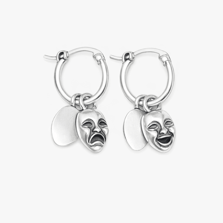 Comedy And Tragedy Sterling Silver Earring-Earring-Kompsós