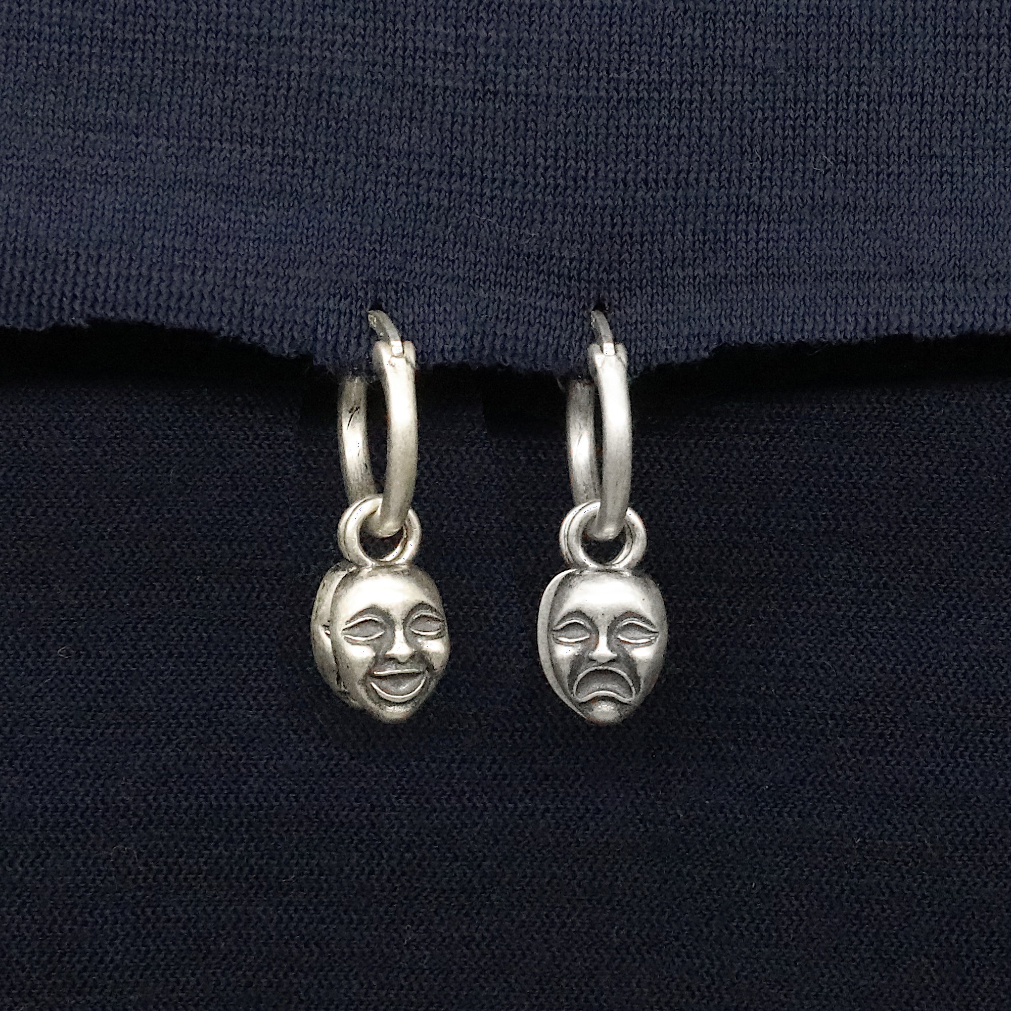 Comedy And Tragedy Sterling Silver Earring-Earring-Kompsós