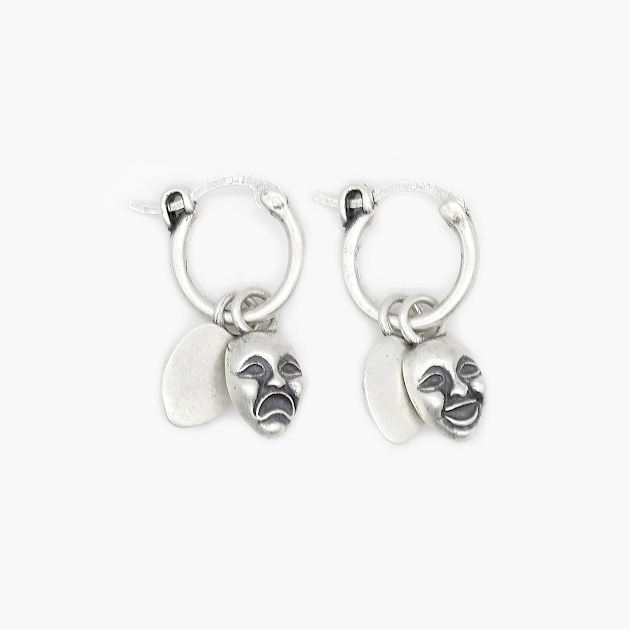 Comedy And Tragedy Sterling Silver Earring-Earring-Kompsós