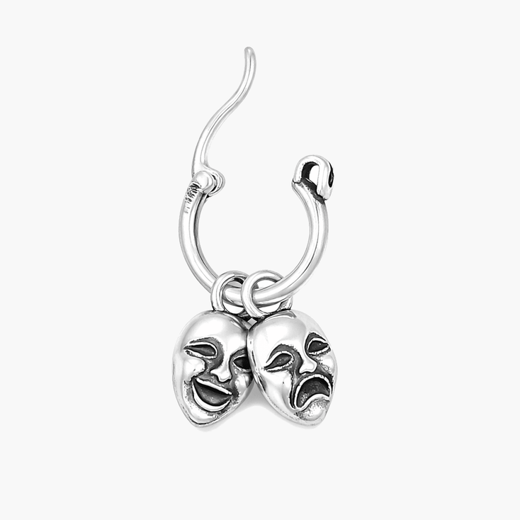 Comedy And Tragedy Sterling Silver Earring-Earring-Kompsós