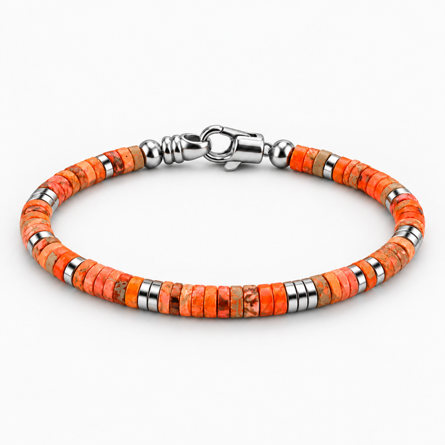 4mm Natural Heishi & Silver-Tone Bead Bracelet