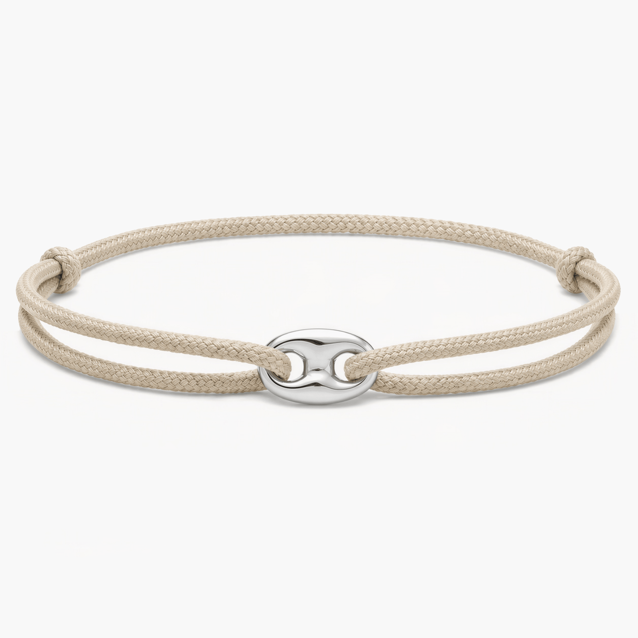 Cord Bracelet With Silver Charm (Beige)-Bracelet-Kompsós