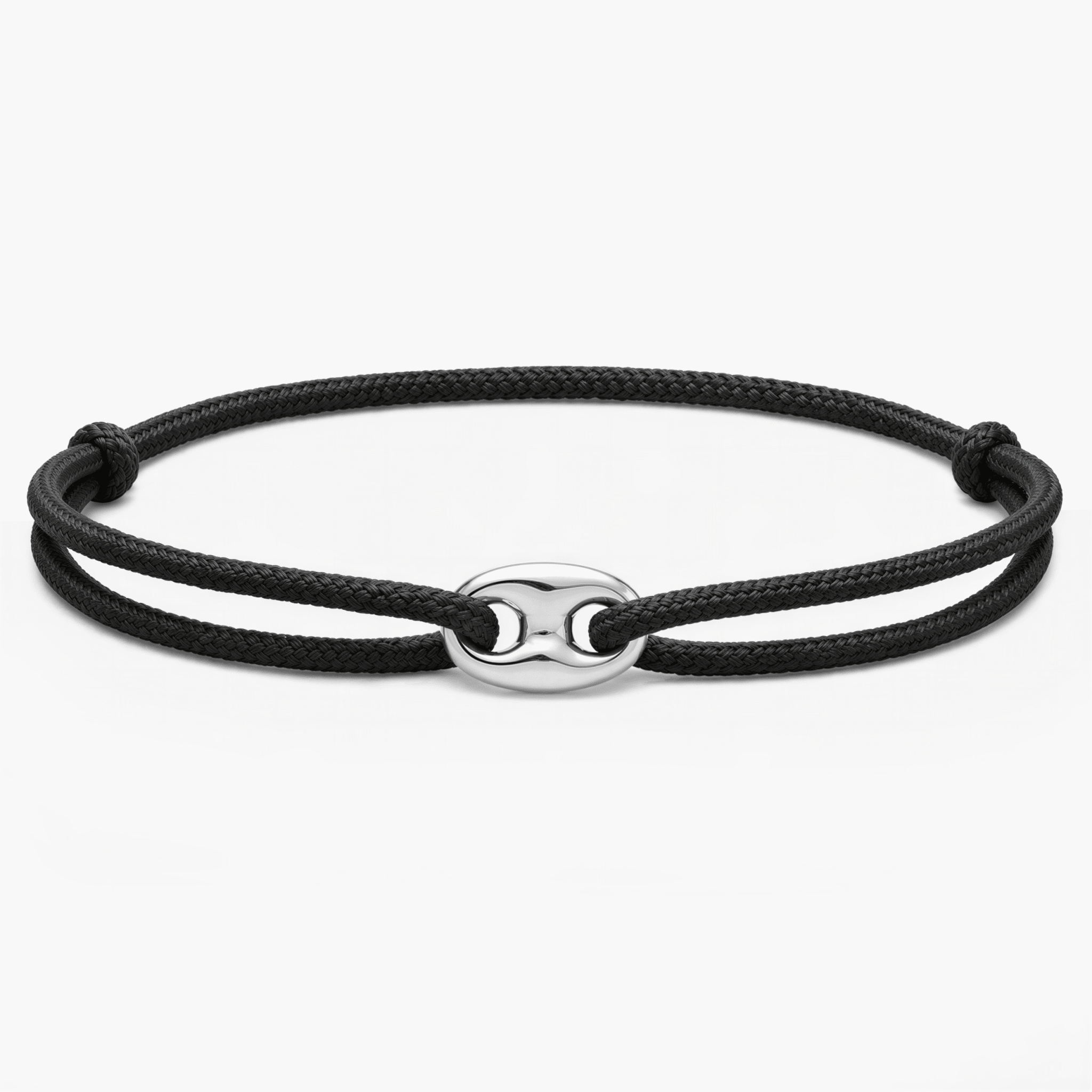 Cord Bracelet With Silver Charm (Black)-Bracelet-Kompsós