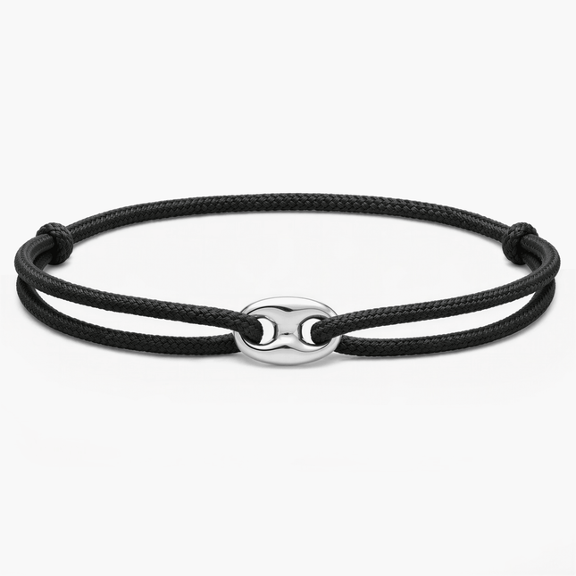 Cord Bracelet With Silver Charm (Black)-Bracelet-Kompsós