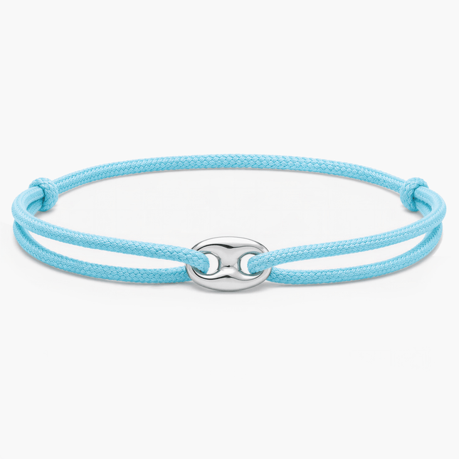 Cord Bracelet With Silver Charm (Light Blue)-Bracelet-Kompsós