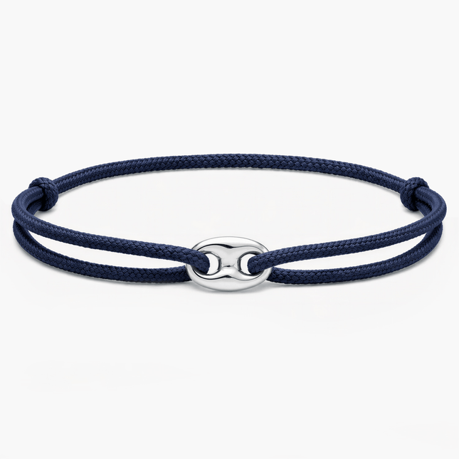 Cord Bracelet With Silver Charm (Navy Blue)-Bracelet-Kompsós
