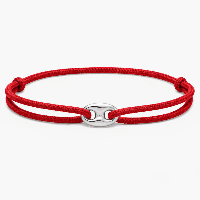 Cord Bracelet With Silver Charm (Red)-Bracelet-Kompsós