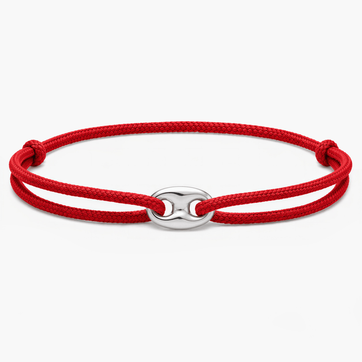 Cord Bracelet With Silver Charm (Red)-Bracelet-Kompsós