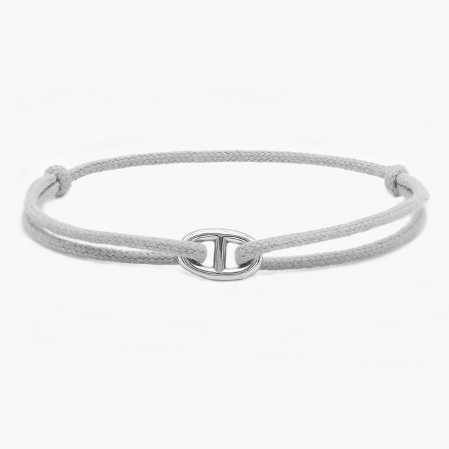 Cord Bracelet With Silver Link (Grey)-Bracelet-Kompsós