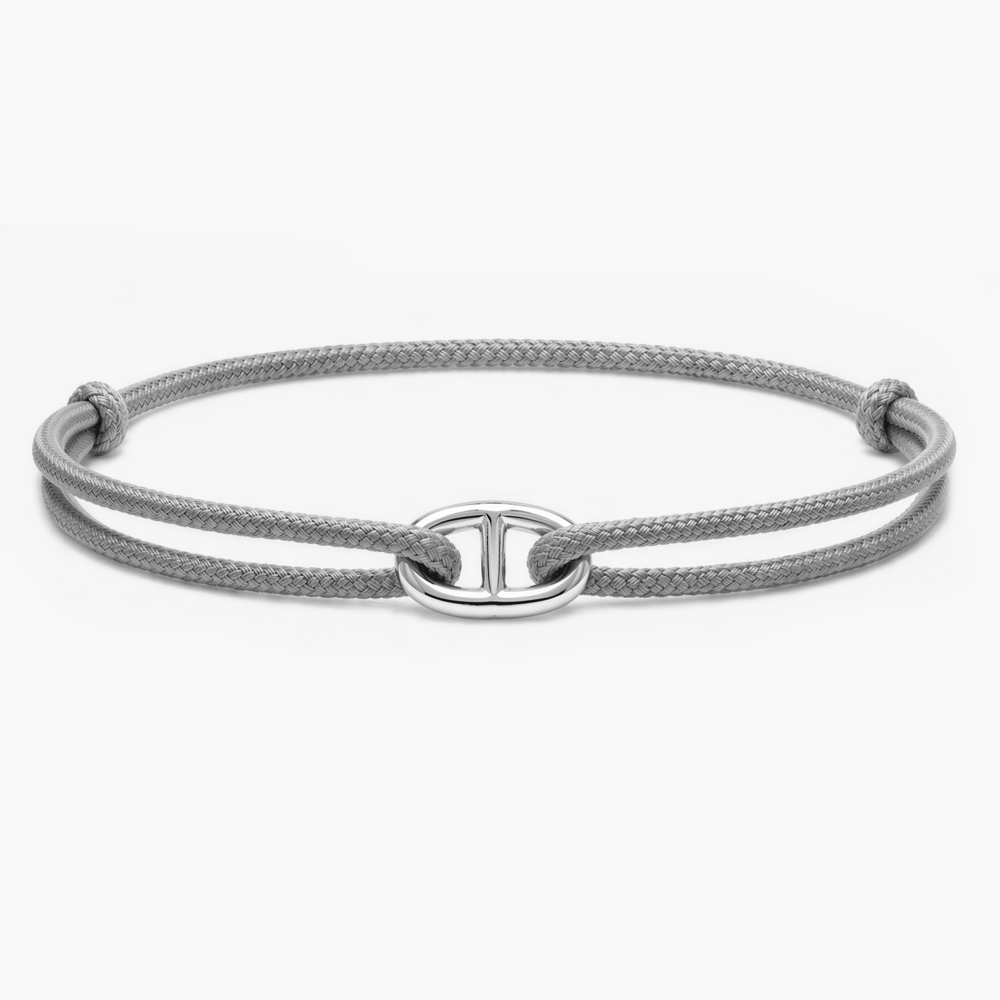Cord Bracelet With Silver Link (Grey)-Bracelet-Kompsós