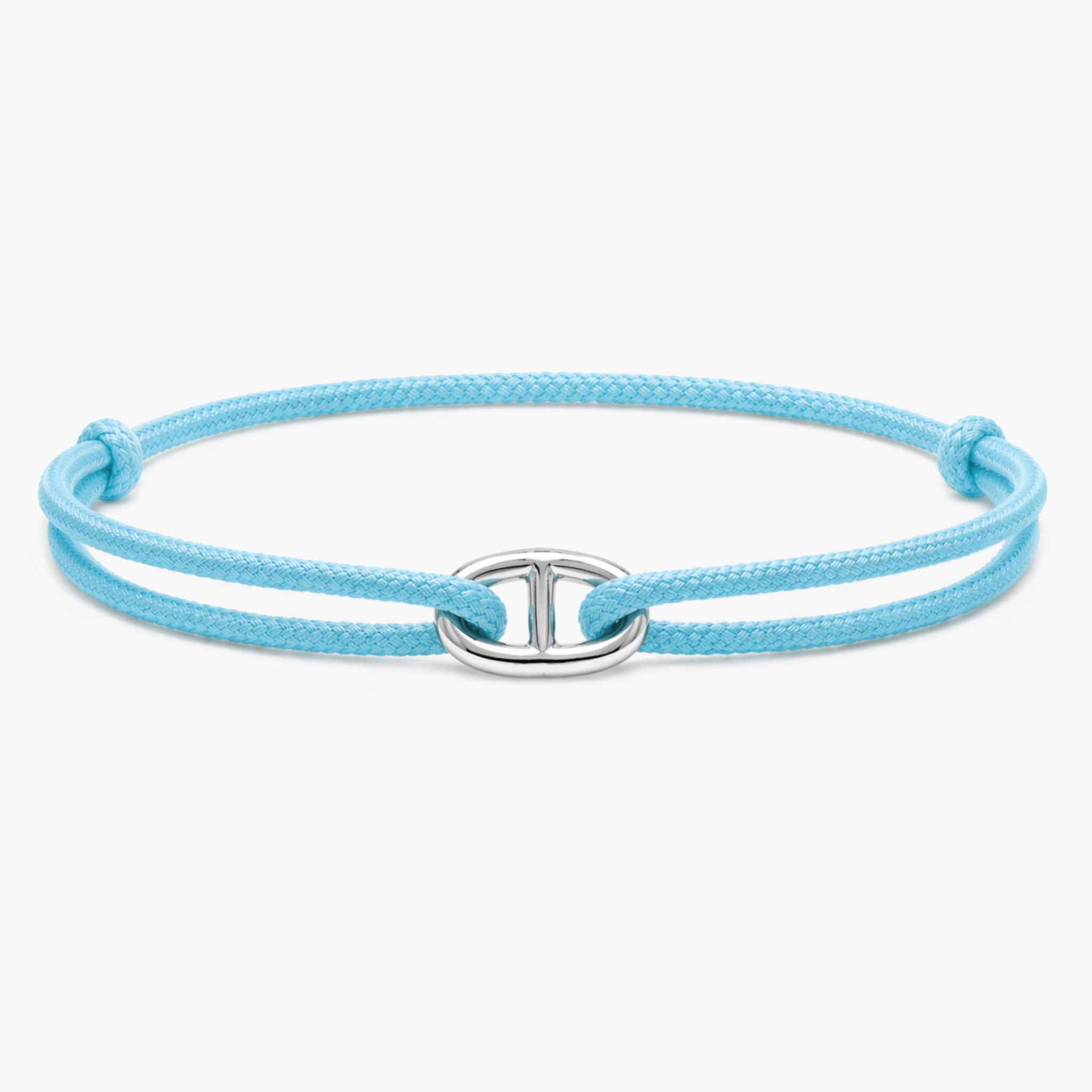 Cord Bracelet With Silver Link (Light Blue)-Bracelet-Kompsós