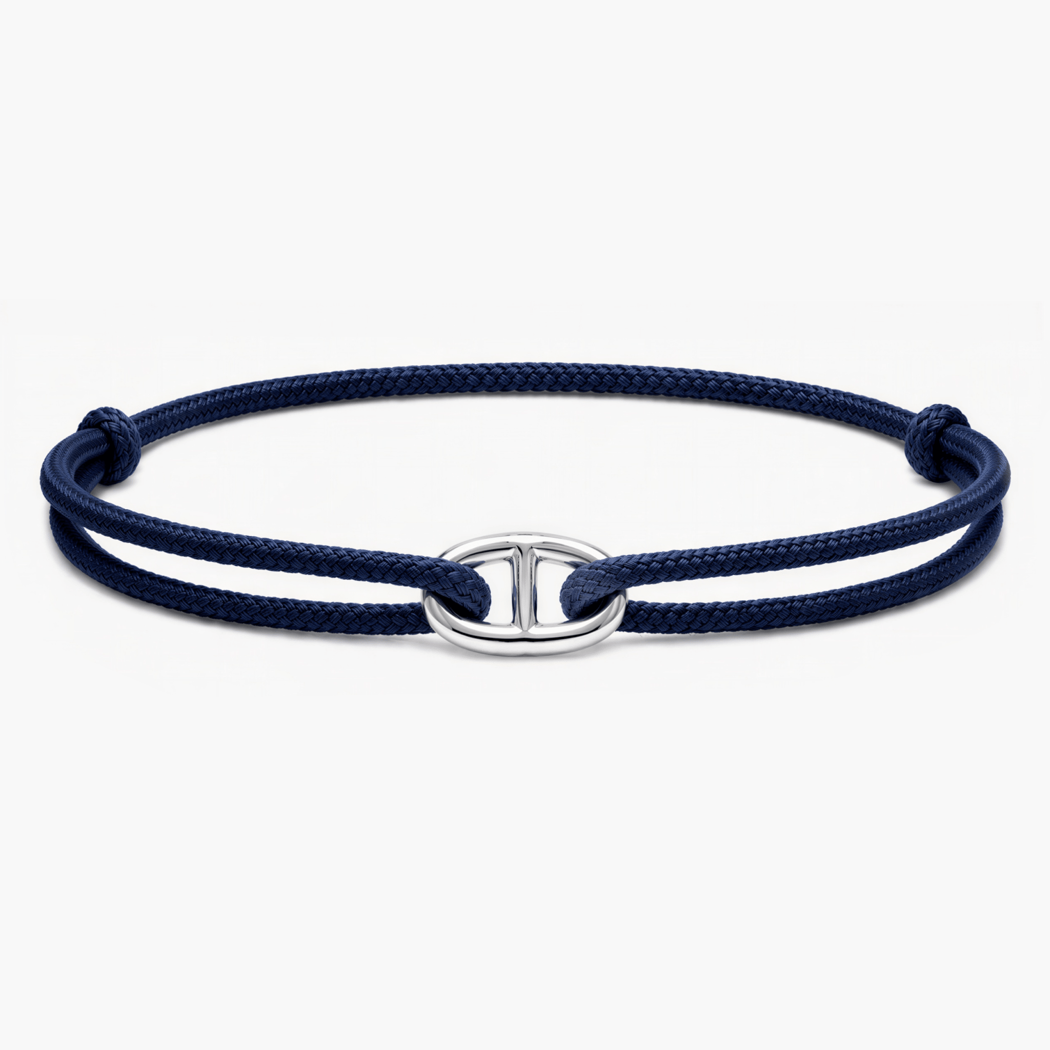 Cord Bracelet With Silver Link (Navy Blue)-Bracelet-Kompsós