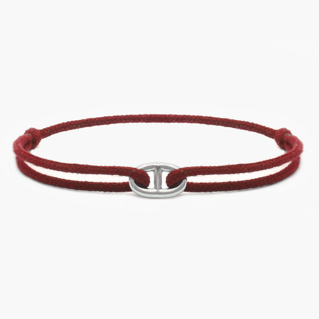 Cord Bracelet With Silver Link (Red)-Bracelet-Kompsós