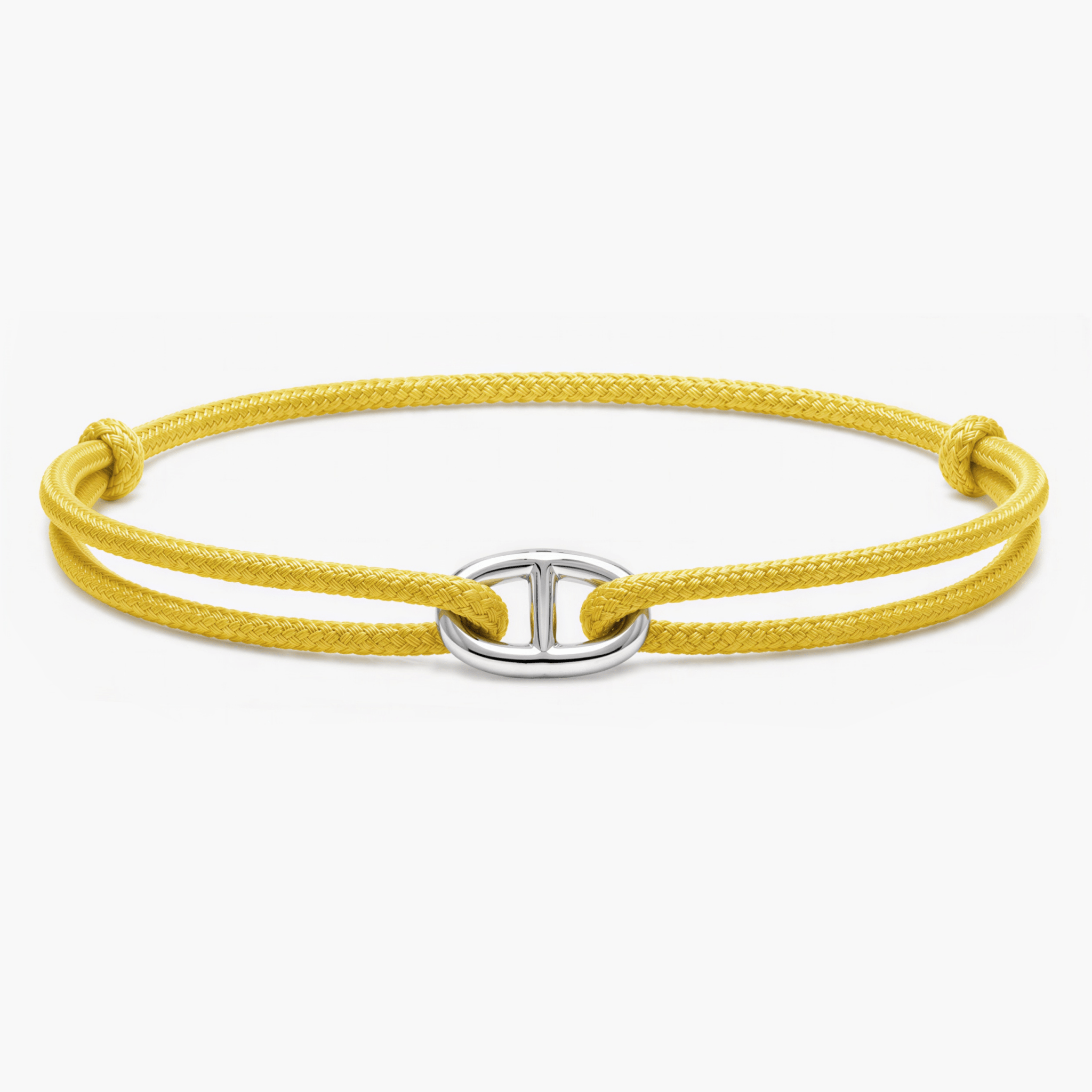 Cord Bracelet With Silver Link (Yellow)-Bracelet-Kompsós