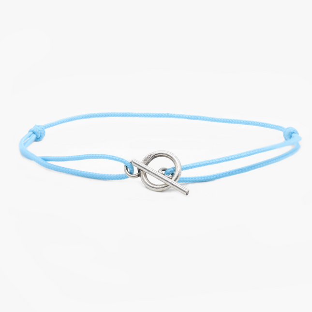Cord Bracelet With Sterling Silver Toggle (Light Blue)-Kompsós