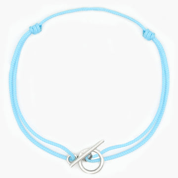 String Bracelet With Sterling Silver Connector (Light Blue)