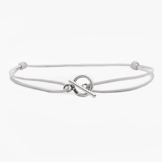 Cord Bracelet With Sterling Silver Toggle (Light Grey)-Kompsós