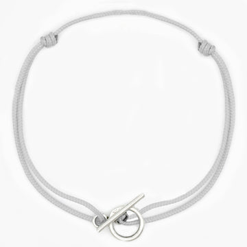 Cord Bracelet With Sterling Silver Toggle (Light Grey)-Kompsós