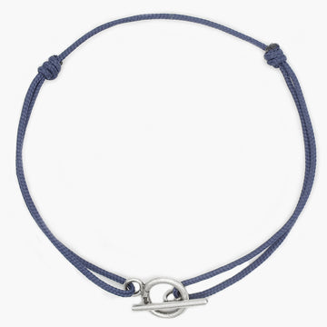 Nylon Thread With Silver Double Hoop Indah Bracelet (Black)