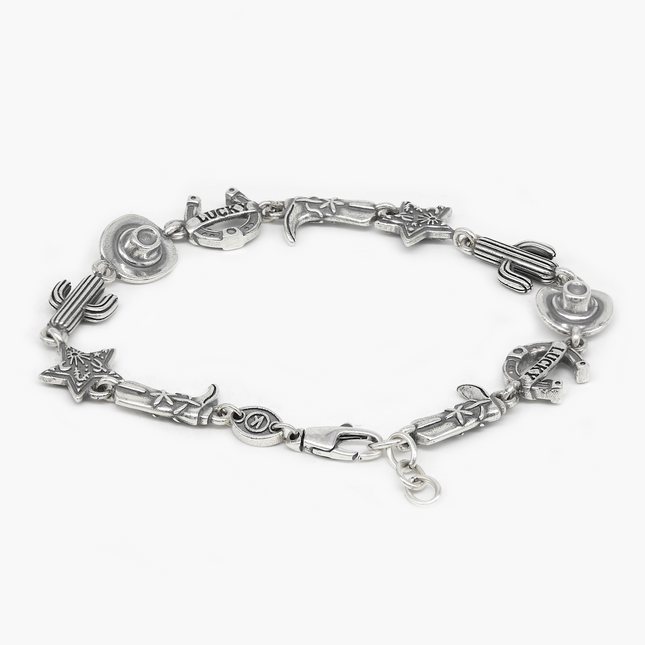 Cowboy Multi Charms Sterling Silver Bracelet-Bracelet-Kompsós