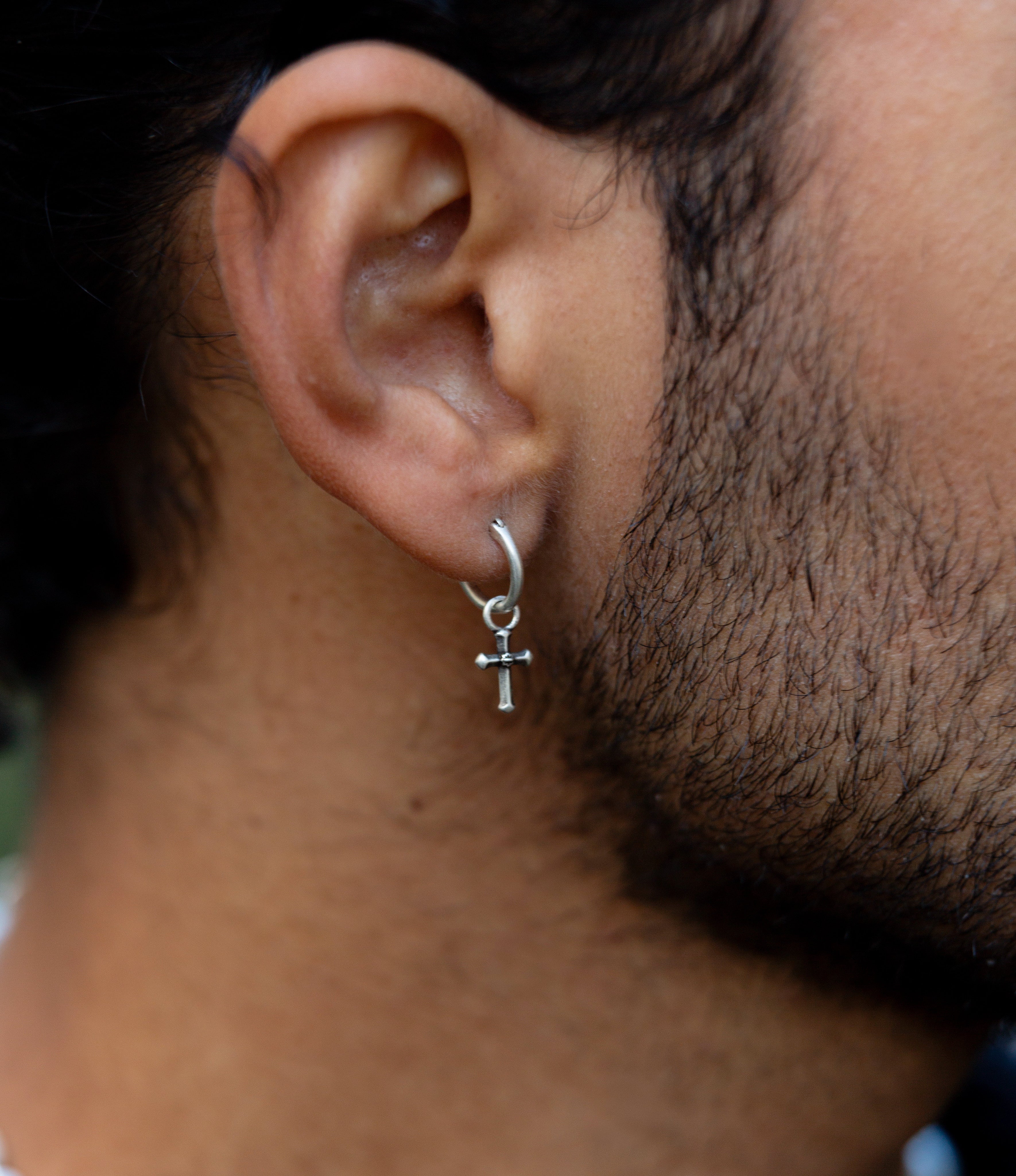 Cross Sterling Silver Earring-Earring-Kompsós