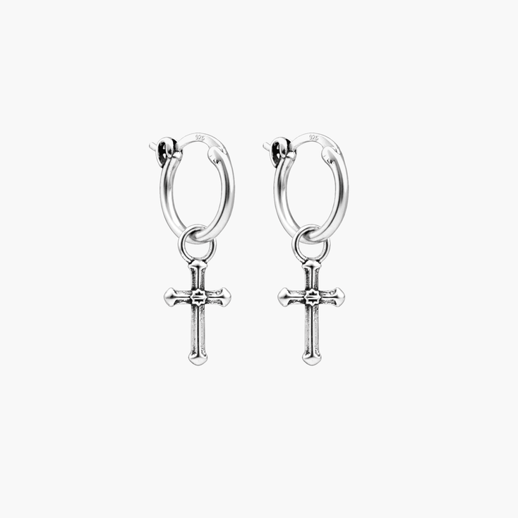 Cross Sterling Silver Earring-Earring-Kompsós