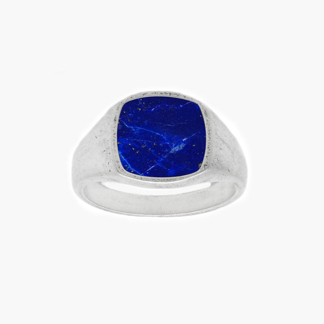 Cushion Signet Ring With Lapis Lazuli Stone-Ring-Kompsós