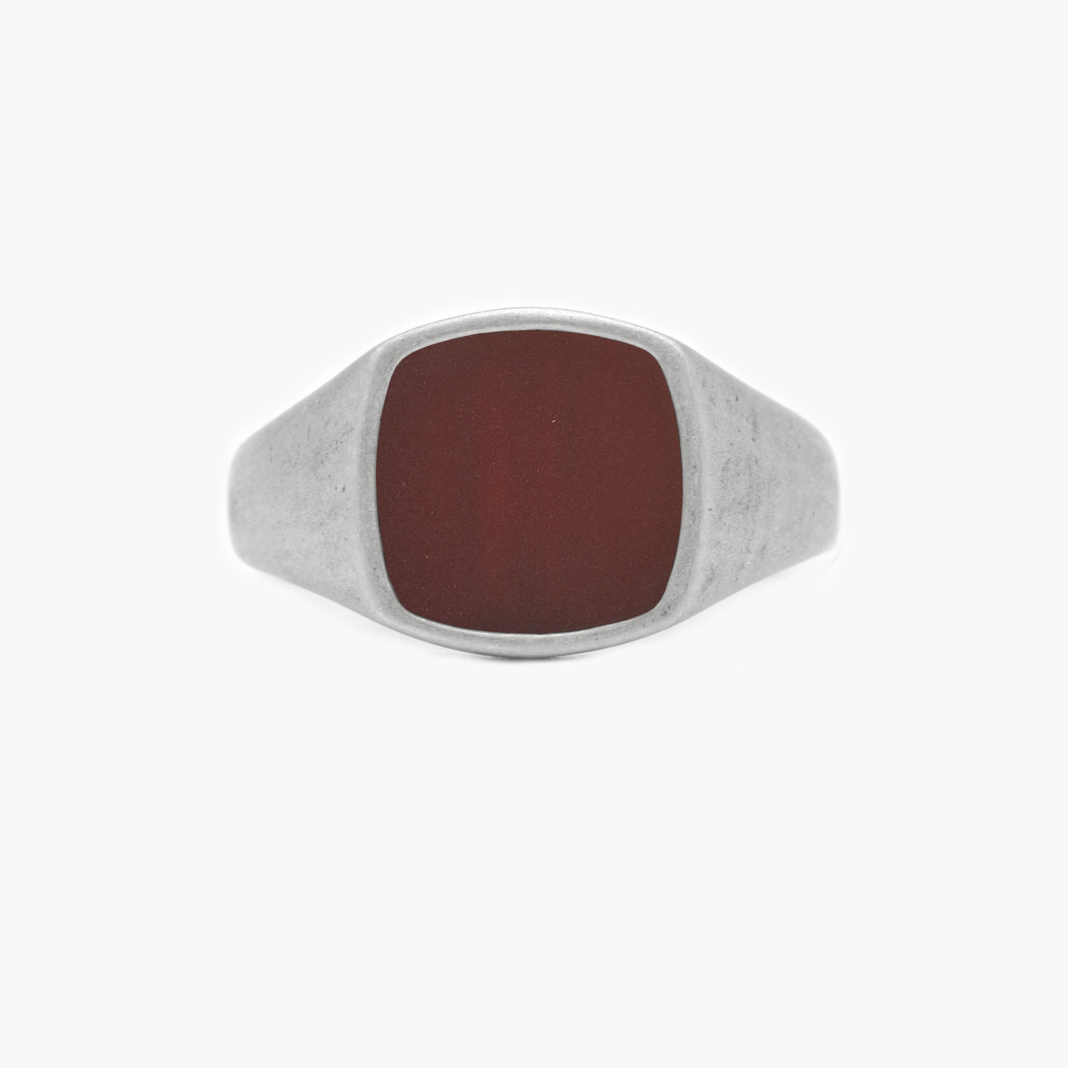 Cushion Signet Ring With Red Carnelian Stone-Ring-Kompsós