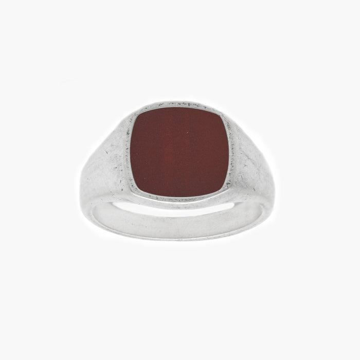 Cushion Signet Ring With Red Carnelian Stone-Ring-Kompsós