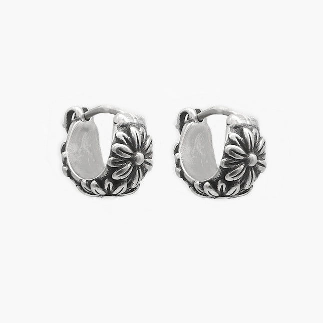 Daisy Hoop Sterling Silver Earring-Earring-Kompsós