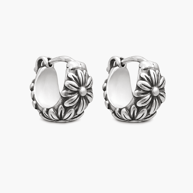 Daisy Hoop Sterling Silver Earring-Earring-Kompsós