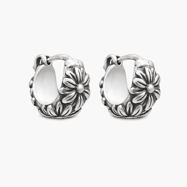 Daisy Hoop Sterling Silver Earring-Earring-Kompsós