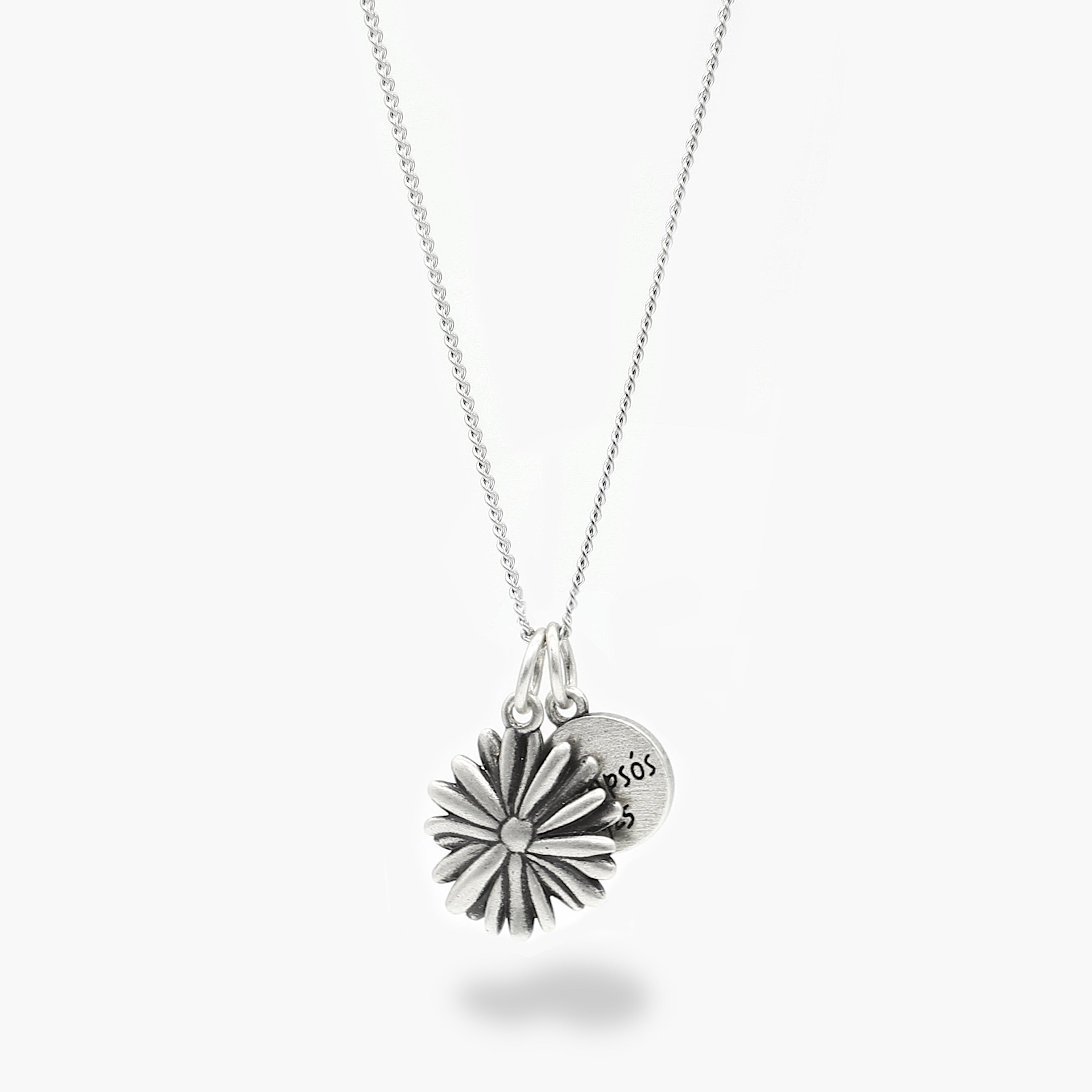 Daisy Silver Necklace With Blessed Charm-Necklace-Kompsós