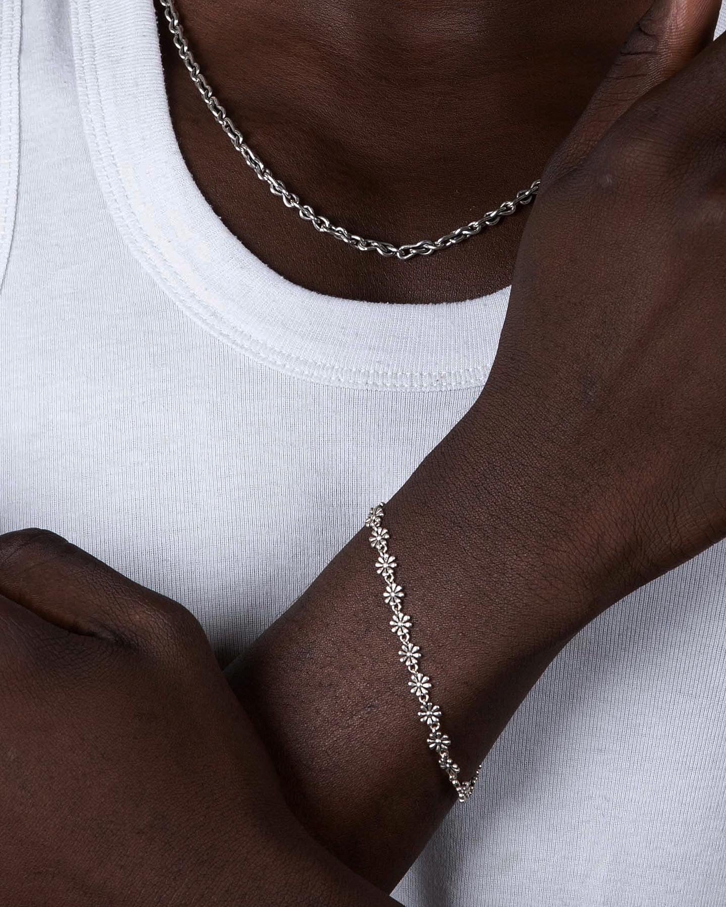Daisy Sterling Silver Chain Bracelet-Bracelet-Kompsós