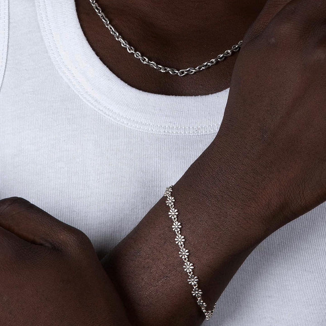 Daisy Sterling Silver Chain Bracelet-Bracelet-Kompsós