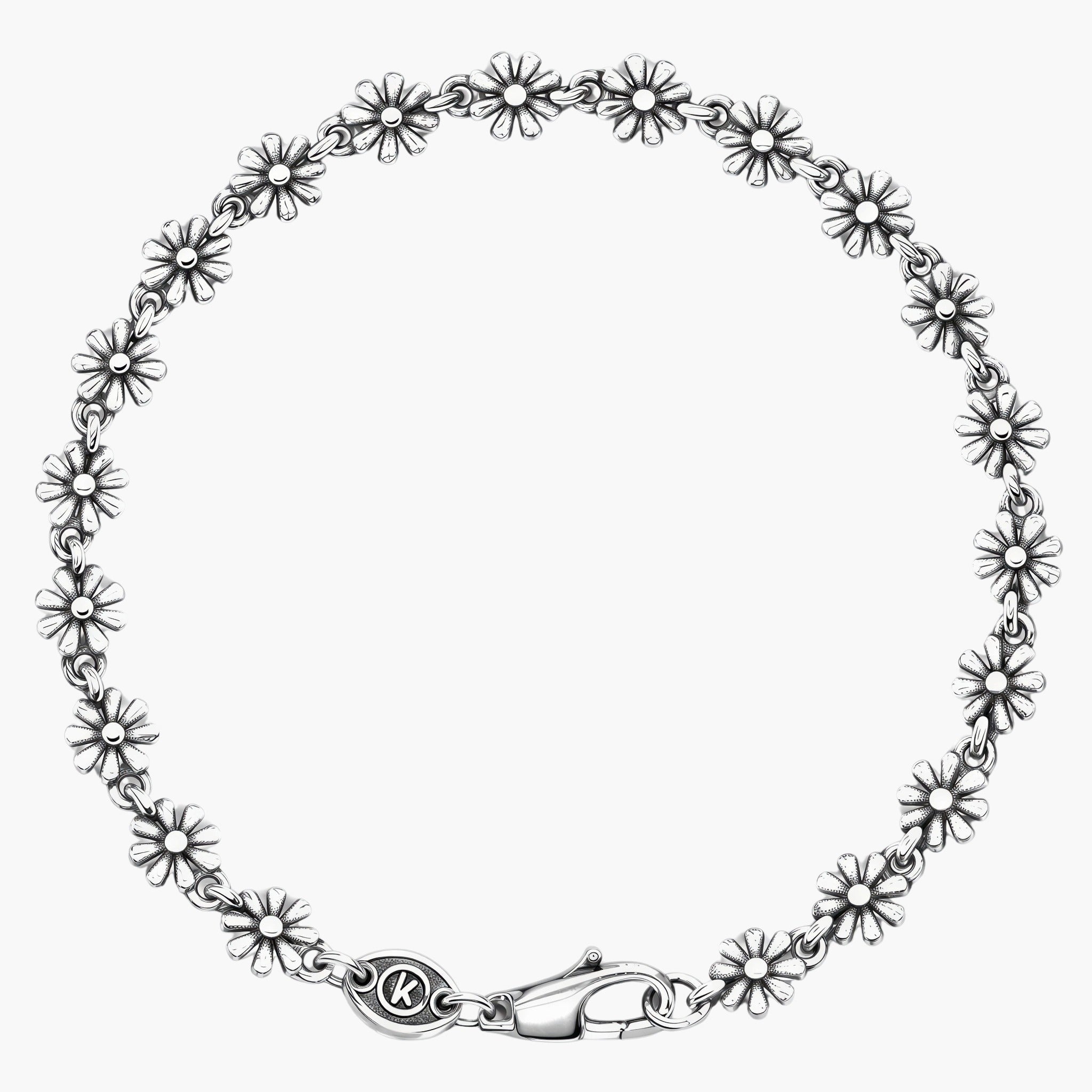 Daisy Sterling Silver Chain Bracelet-Bracelet-Kompsós