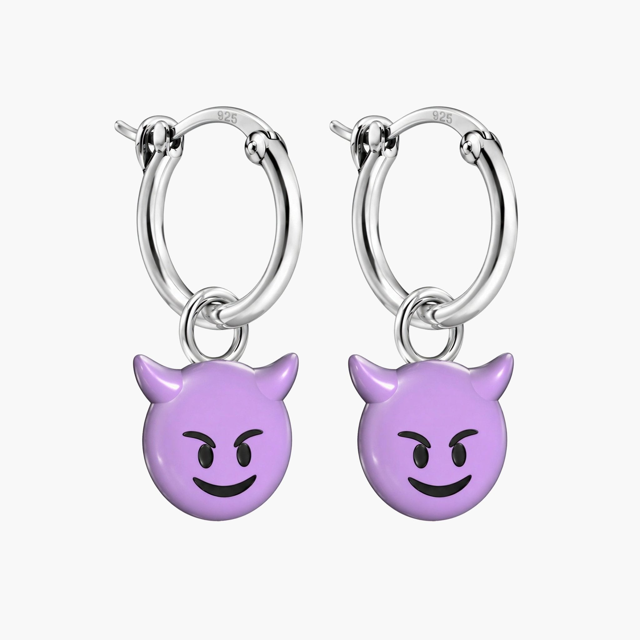 Devil Emoji Sterling Silver Earring-Earring-Kompsós