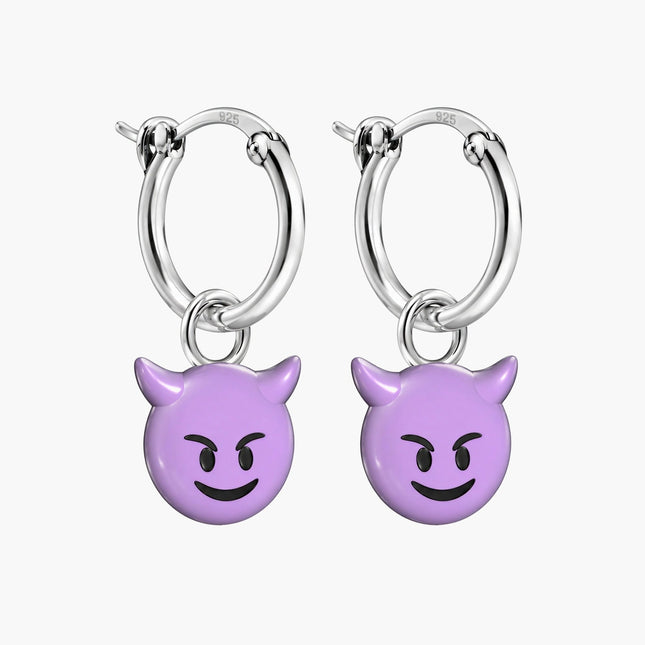 Devil Emoji Sterling Silver Earring-Earring-Kompsós