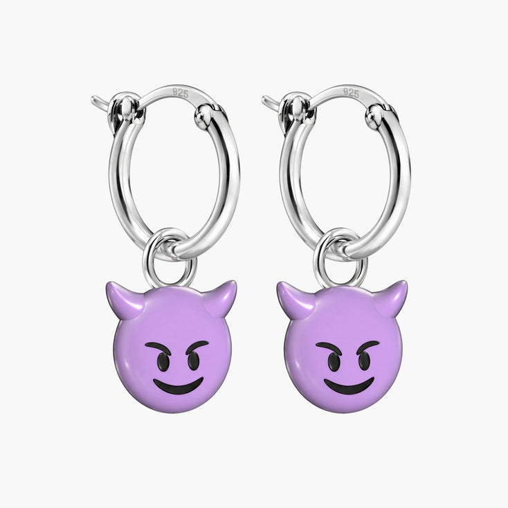 Devil Emoji Sterling Silver Earring-Earring-Kompsós