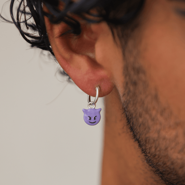Devil Emoji Sterling Silver Earring-Earring-Kompsós