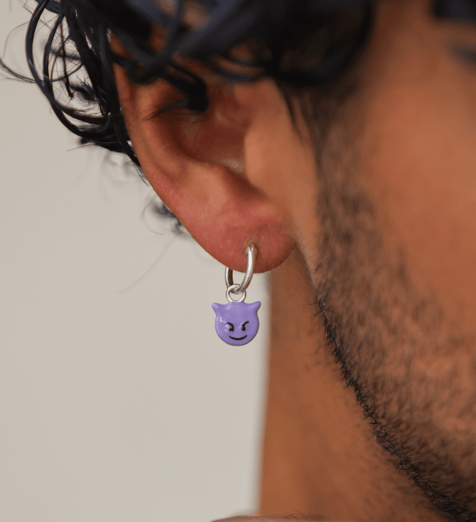 Devil Emoji Sterling Silver Earring-Earring-Kompsós
