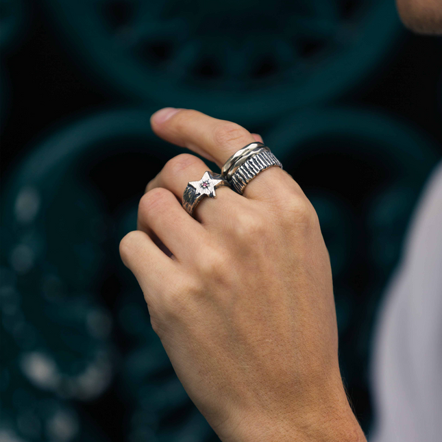 Double Faceted Bands Sterling Silver Ring-Ring-Kompsós