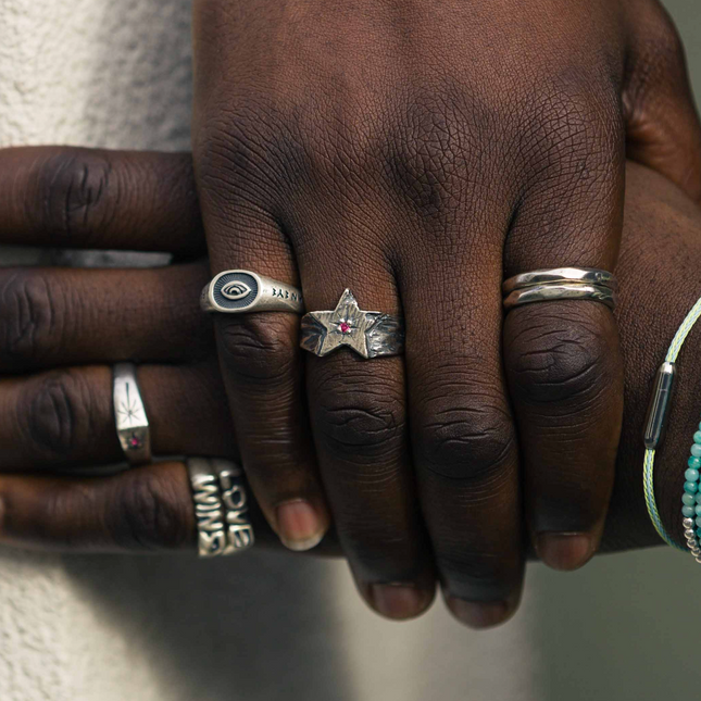 Double Faceted Bands Sterling Silver Ring-Ring-Kompsós