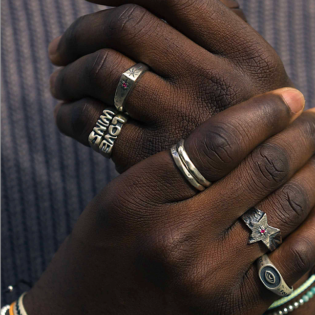 Double Faceted Bands Sterling Silver Ring-Ring-Kompsós