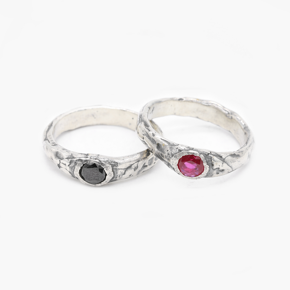 Double Gemstone Sterling Silver Ring-Ring-Kompsós