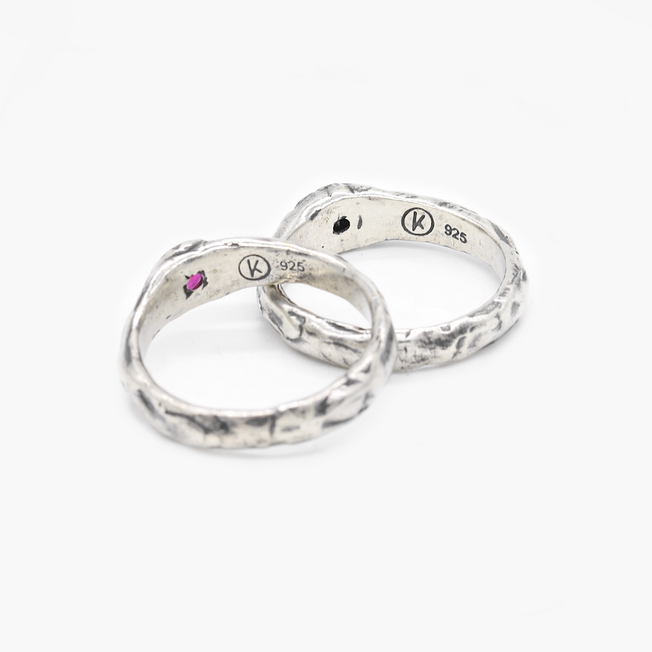 Double Gemstone Sterling Silver Ring-Ring-Kompsós