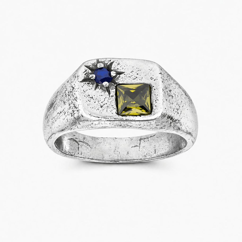 Double Gemstone Sterling Silver Ring-Ring-Kompsós