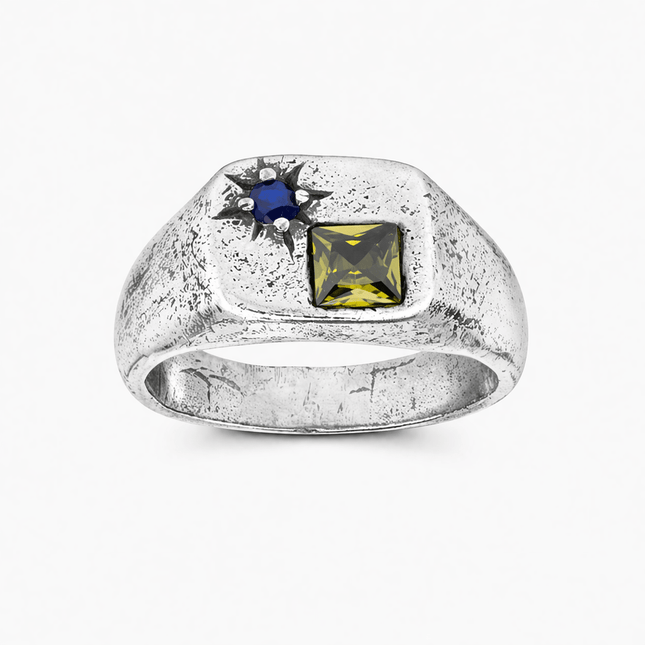 Double Gemstone Sterling Silver Ring-Ring-Kompsós