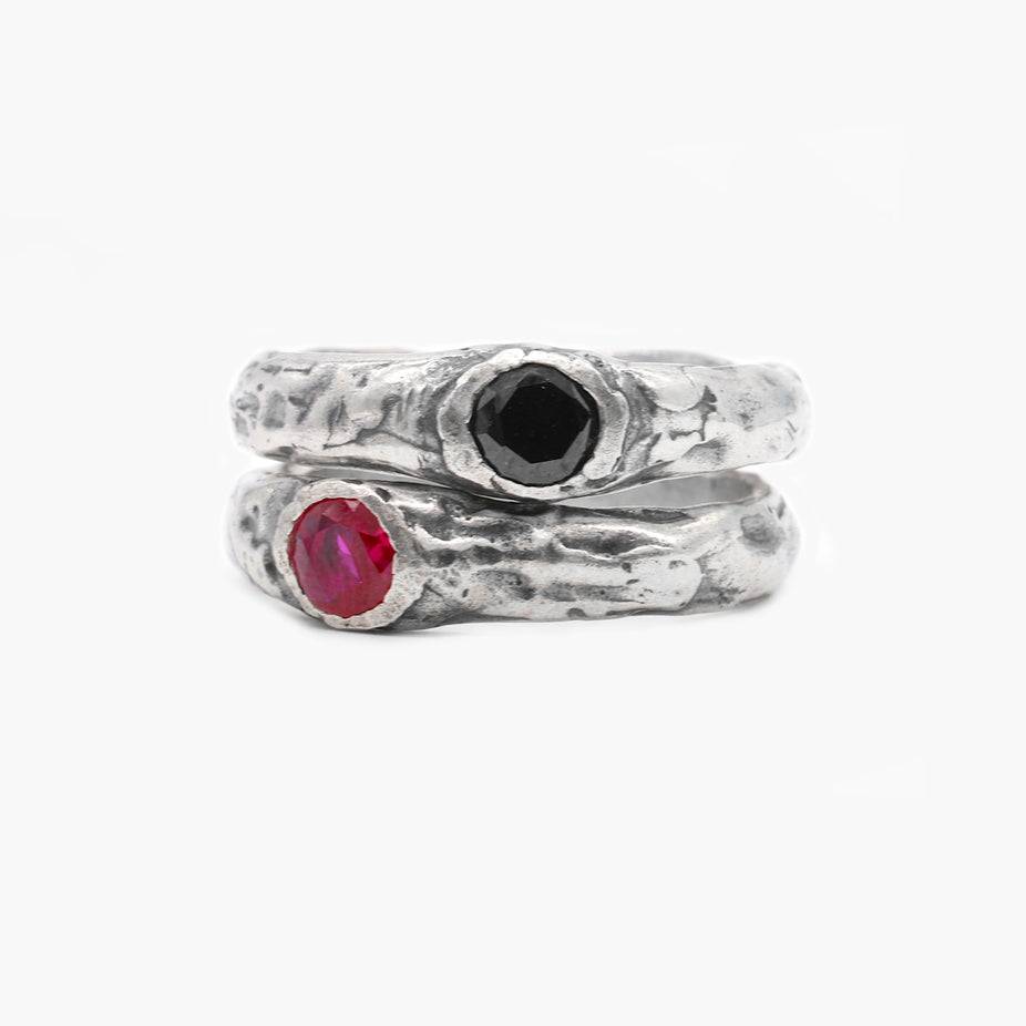 Double Gemstone Sterling Silver Ring-Ring-Kompsós